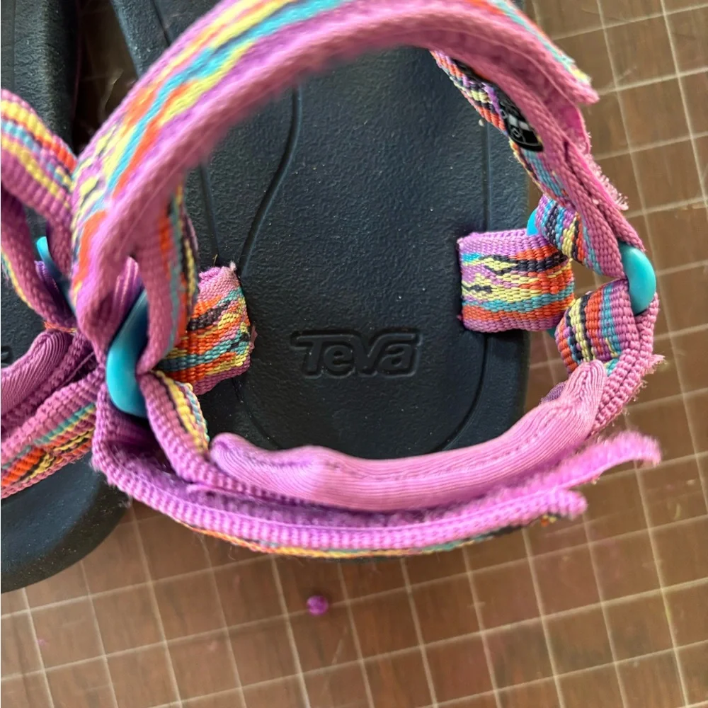 Teva Toddler Sandals Size 8 Pink Rainbow Sport Strap Outdoor Shoes - Picture 4 of 5